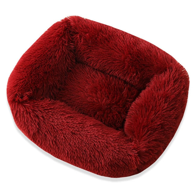 Cama ortopédica rectangular de lujo para perros con piel sintética extra suave