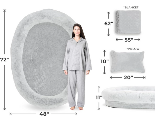 Human Dog Bed, Fur Blanket & Pillow Set (72")