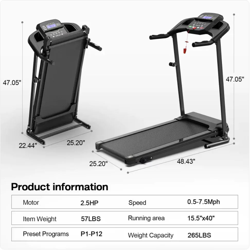 Foldable 2.5HP Treadmill With Pulse Sensor — Real Home Cardio, No Gym Needed