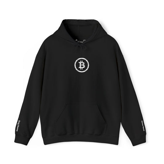 Matching Moments Bitcoin Embroidered Hoodie – Unisex Black Hooded Sweatshirt For Humans With Owner & Dog Name Customization