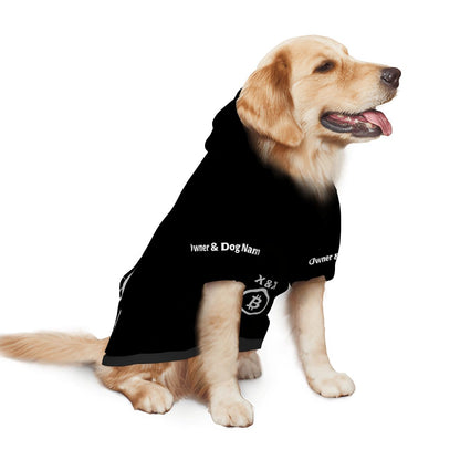 Matching Moments Bitcoin Dog Hoodie – Personalized Black Pet Hoodie With Owner & Dog Name & Initial Customization