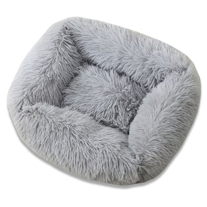 Cama ortopédica rectangular de lujo para perros con piel sintética extra suave