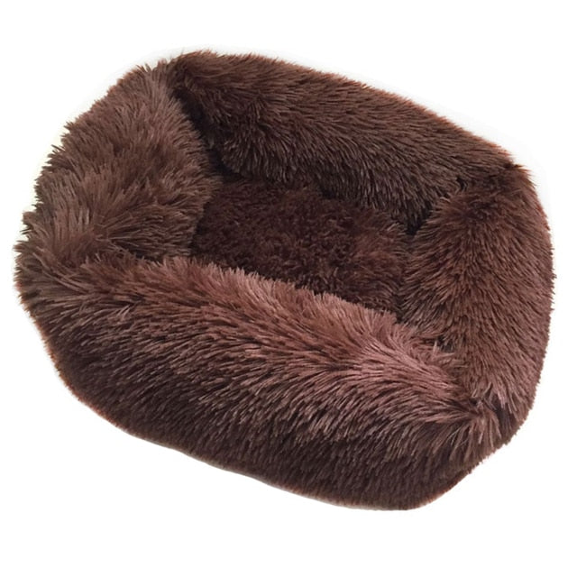 Cama ortopédica rectangular de lujo para perros con piel sintética extra suave