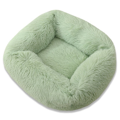 Cama ortopédica rectangular de lujo para perros con piel sintética extra suave