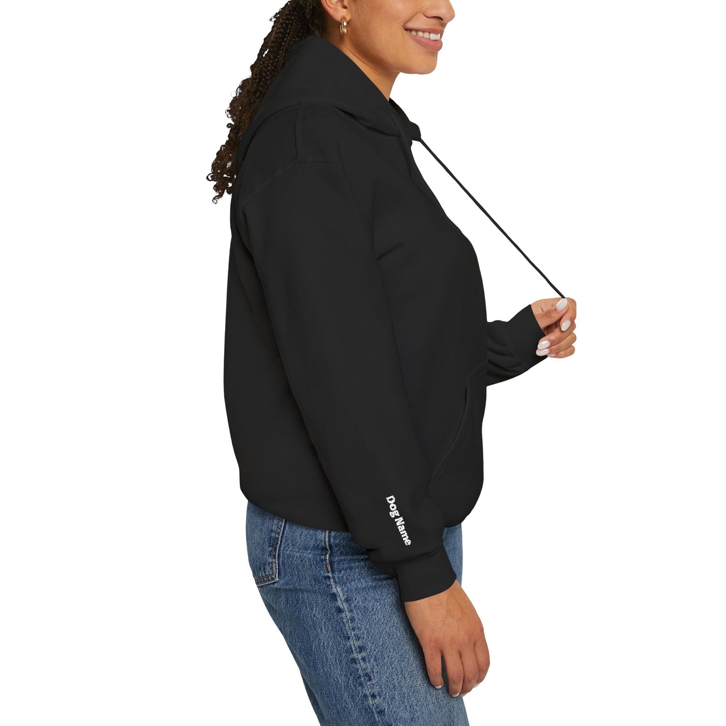 Matching Moments Bitcoin Embroidered Hoodie – Unisex Black Hooded Sweatshirt For Humans With Owner & Dog Name Customization