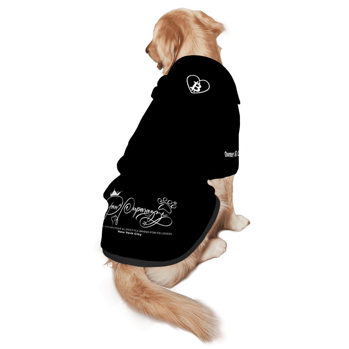 Matching Moments Bitcoin Dog Hoodie – Personalized Black Pet Hoodie With Owner & Dog Name & Initial Customization