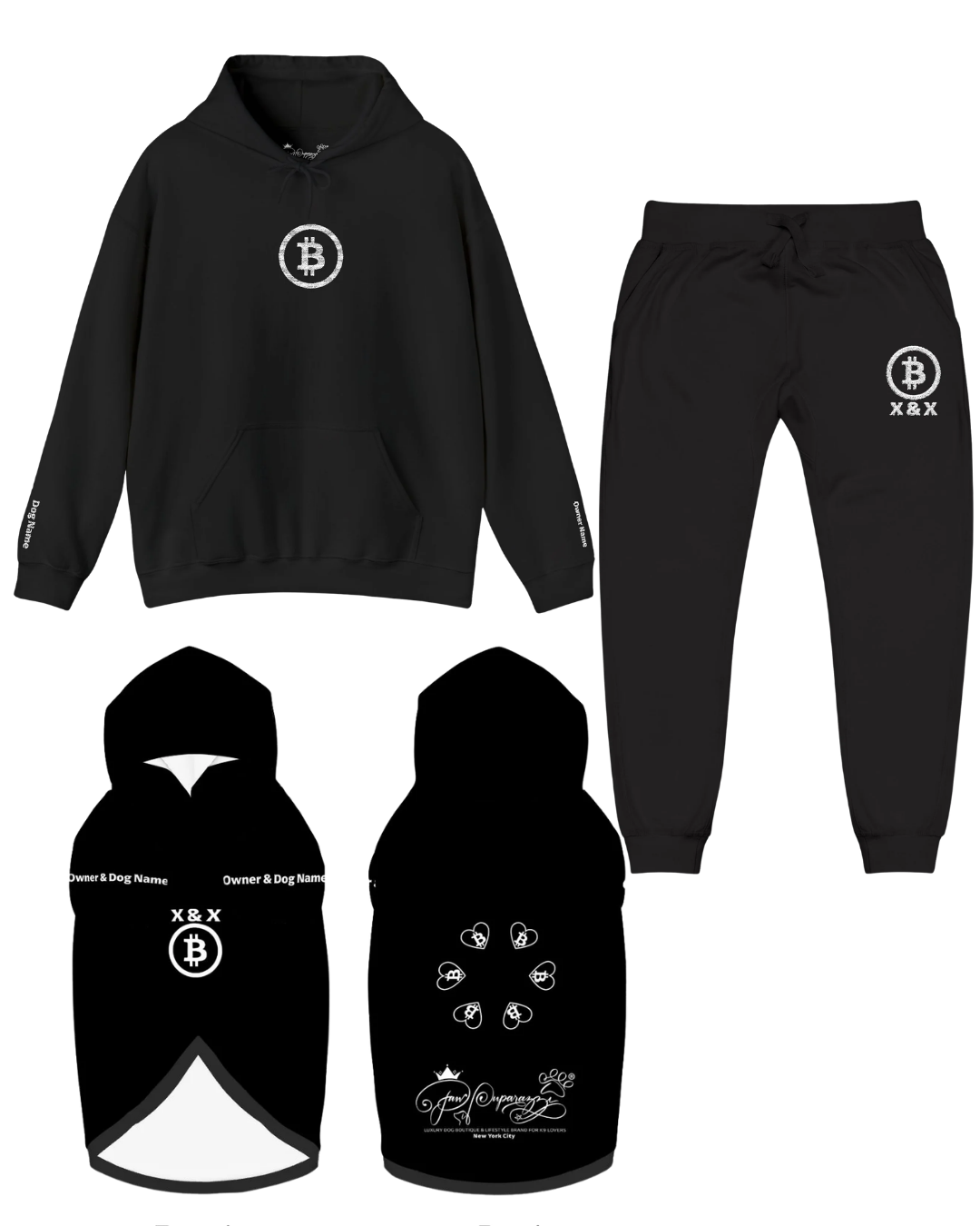 Matching Moments Bitcoin 3-Piece Personalized Bundle Set For Owner & Dog