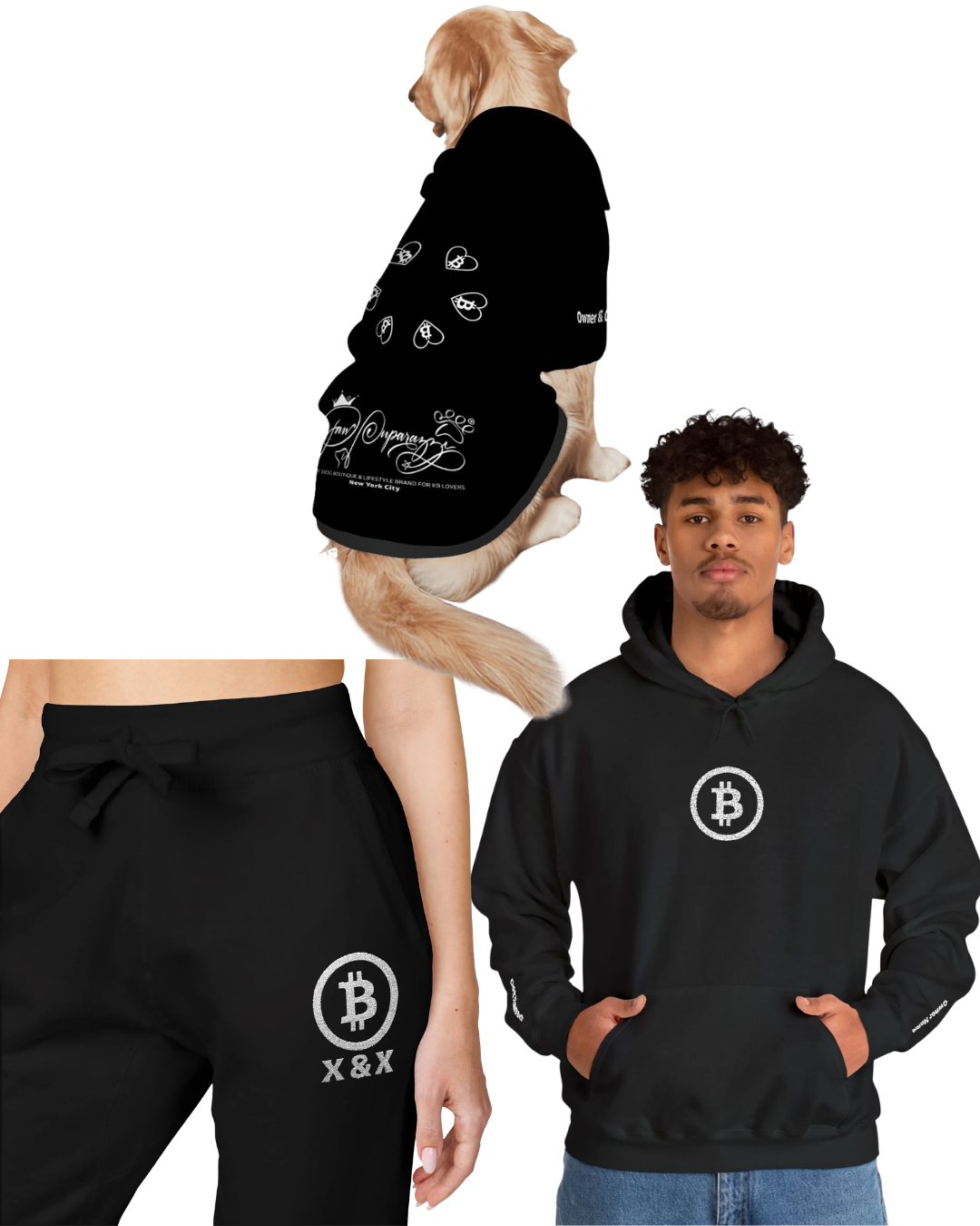 Matching Moments Bitcoin 3-Piece Personalized Bundle Set For Owner & Dog