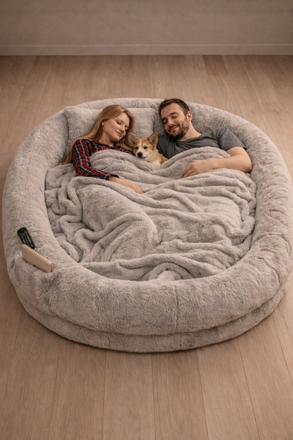 Human Dog Bed, Fur Blanket & Pillow Set (72")