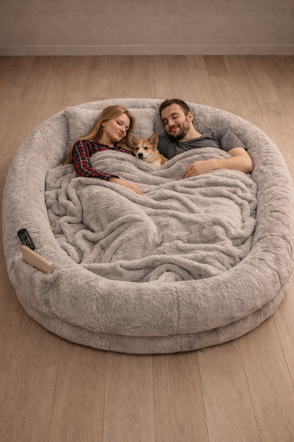 Human Dog Bed, Fur Blanket & Pillow Set (72")