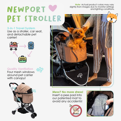 Cochecito para mascotas Newport (sistema de viaje 3 en 1)