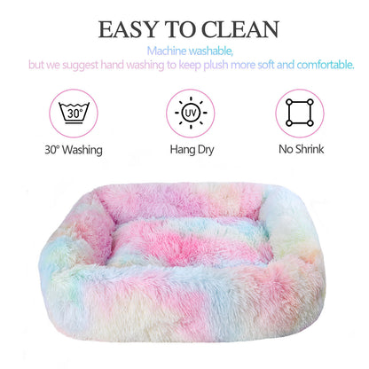 Cama ortopédica rectangular de lujo para perros con piel sintética extra suave