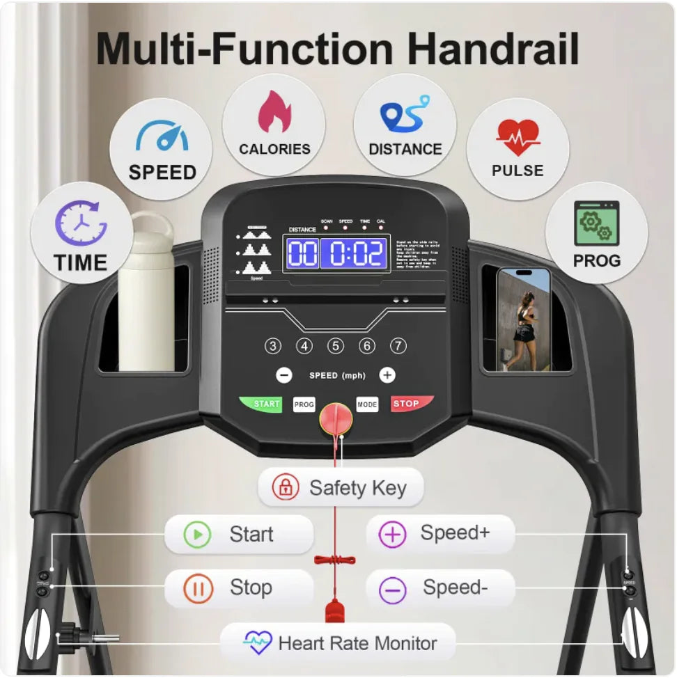 Foldable 2.5HP Treadmill With Pulse Sensor — Real Home Cardio, No Gym Needed
