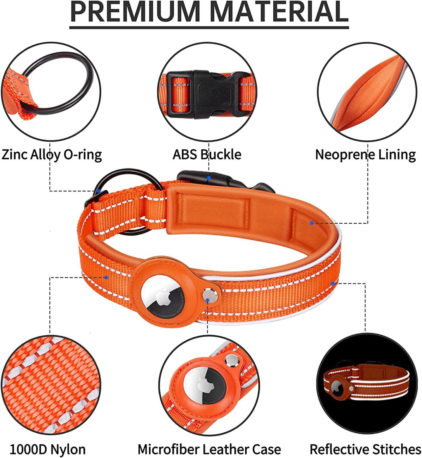 Dispositivo antipérdida AirTag 2 en 1 y collar impermeable para perros