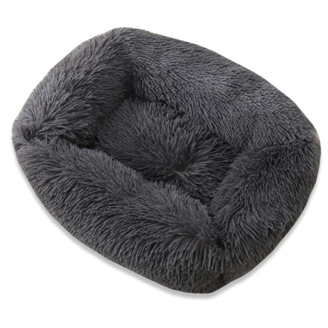 Cama ortopédica rectangular de lujo para perros con piel sintética extra suave