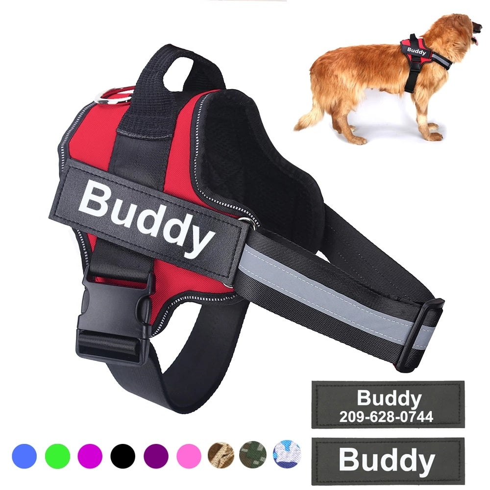 Personalized Dog Harness NO PULL Reflective Breathable Adjustable & Leash Set