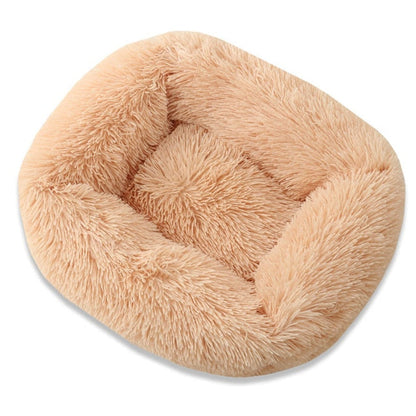 Cama ortopédica rectangular de lujo para perros con piel sintética extra suave