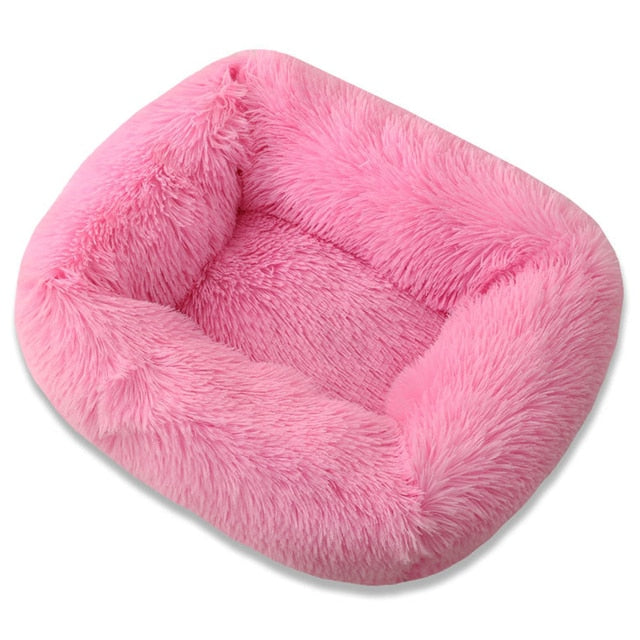 Cama ortopédica rectangular de lujo para perros con piel sintética extra suave