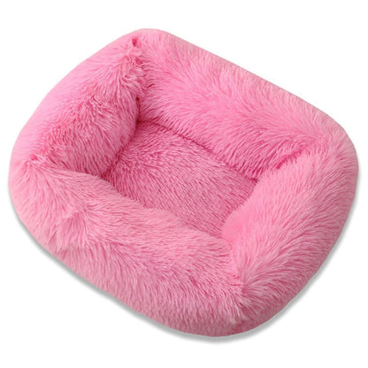 Cama ortopédica rectangular de lujo para perros con piel sintética extra suave