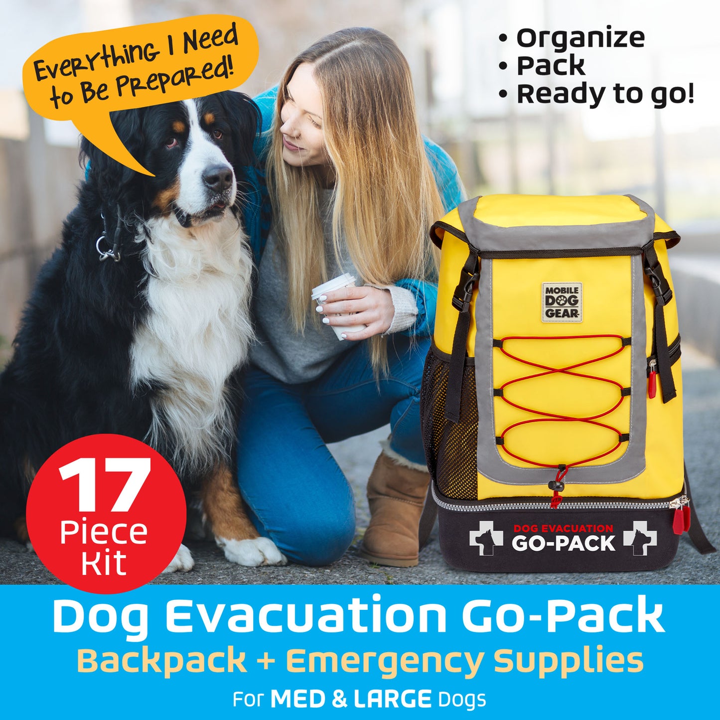 Mochila de evacuación para perros (mediana y grande)