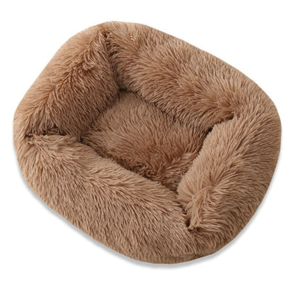 Cama ortopédica rectangular de lujo para perros con piel sintética extra suave