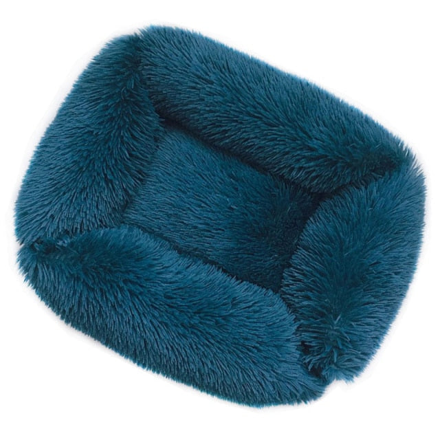 Cama ortopédica rectangular de lujo para perros con piel sintética extra suave
