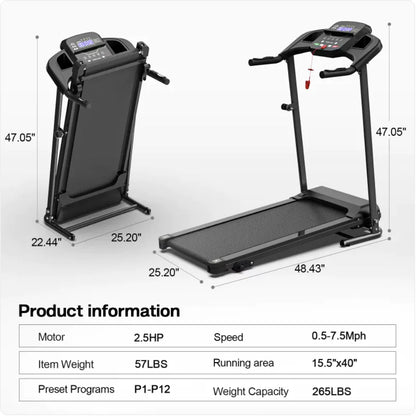 Foldable 2.5HP Treadmill With Pulse Sensor — Real Home Cardio, No Gym Needed