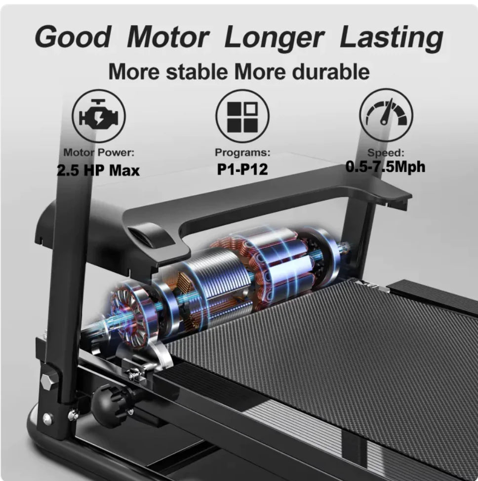 Foldable 2.5HP Treadmill With Pulse Sensor — Real Home Cardio, No Gym Needed