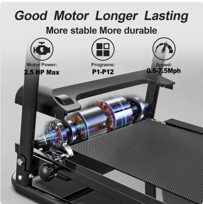 Foldable 2.5HP Treadmill With Pulse Sensor — Real Home Cardio, No Gym Needed