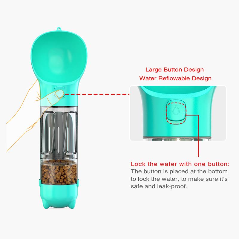 Botella de agua de viaje legendaria 5 en 1 para perros