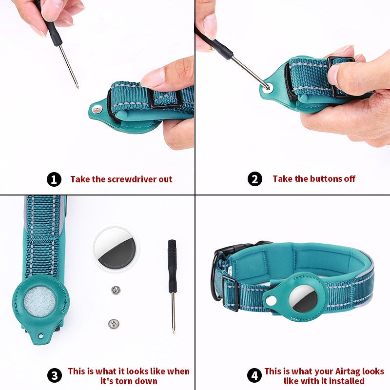 Dispositivo antipérdida AirTag 2 en 1 y collar impermeable para perros