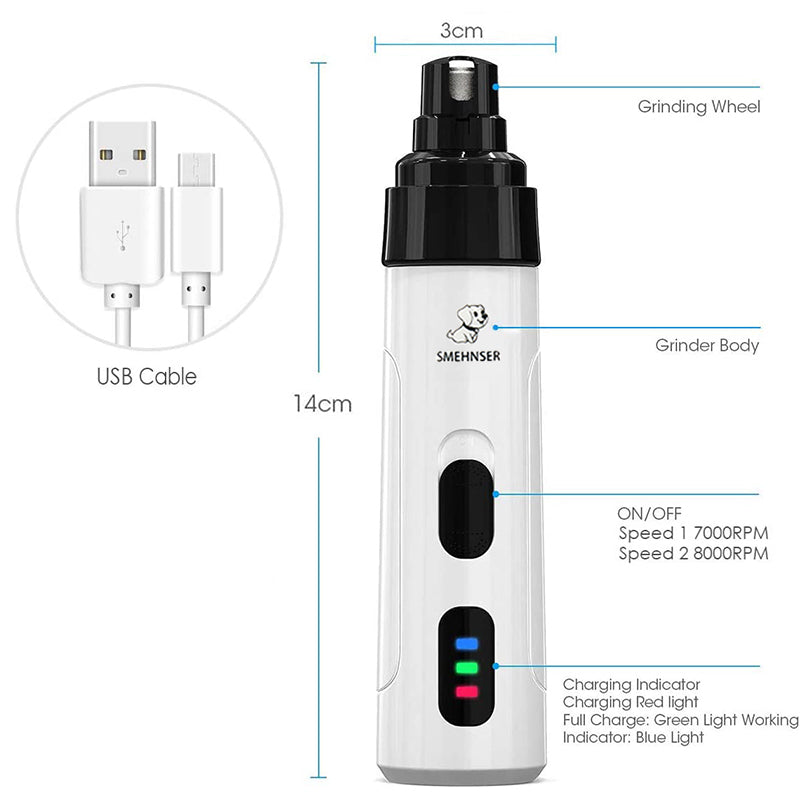 Diamond Claws: Amoladora con alimentación USB y recortadora de uñas LED para perros